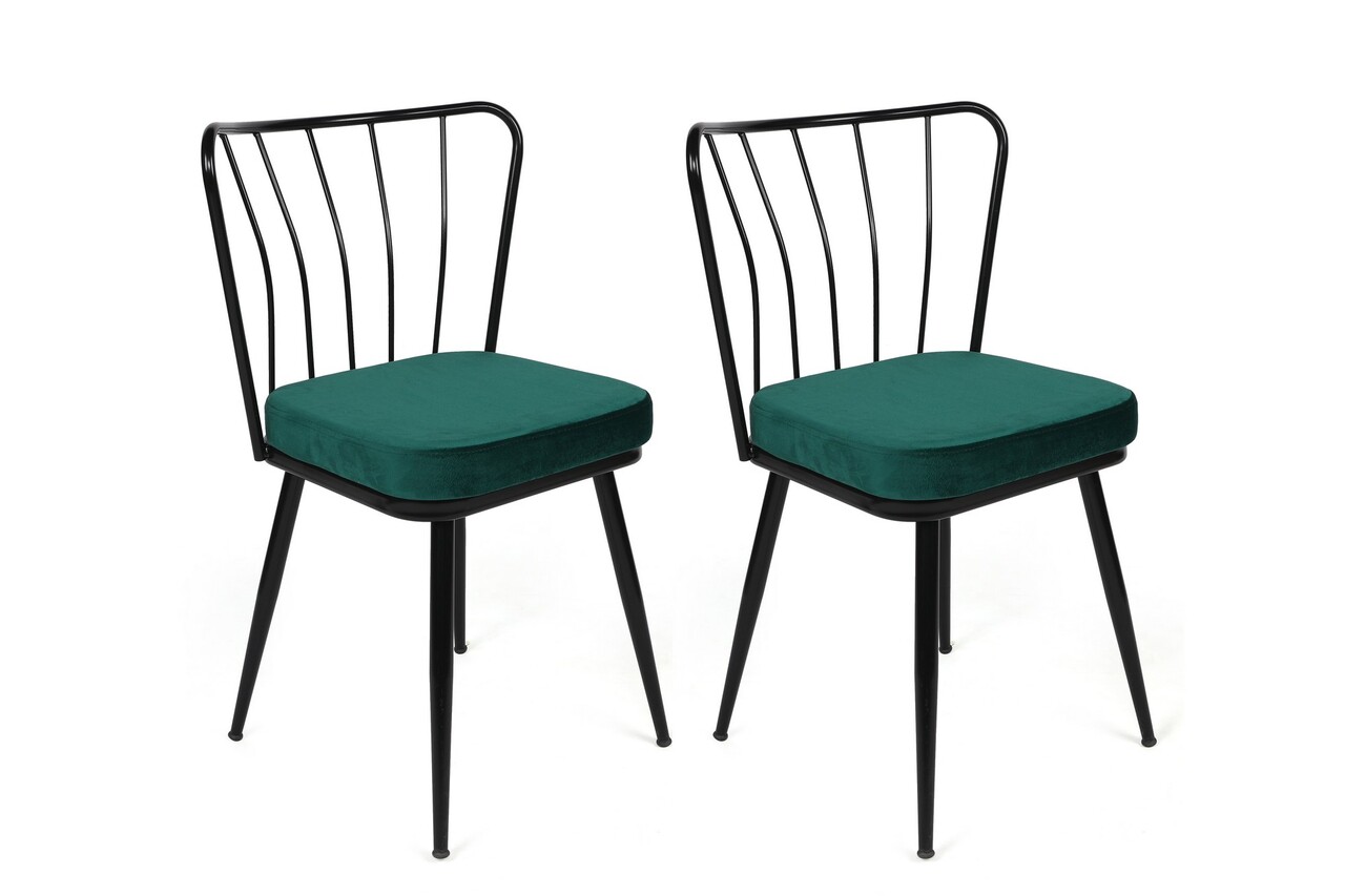 Set scaune 2 piese, Hanah Home, Yıldız-951 V2, Verde/Negru - imagine 5